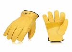 Men'S Winter Genuine Leather Driving Gloves Wear Resistant Straight Thumb
