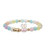 Enamel Rainbow Charm Beads Bracelet Dream Color Flower Shape For Teenage Girl