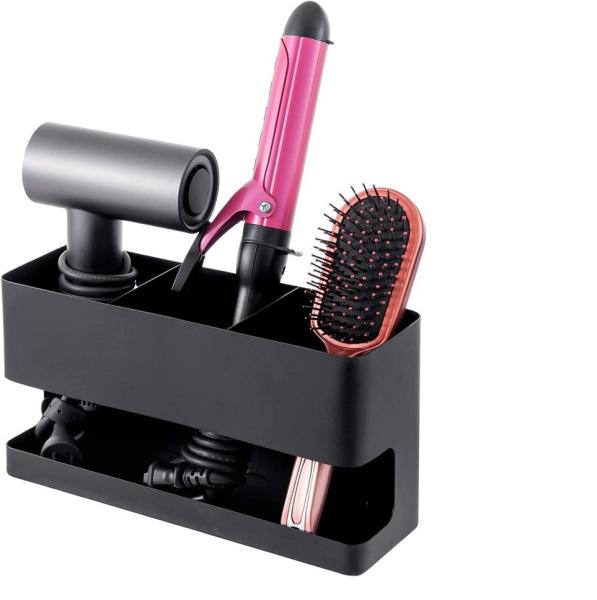 Hair Dryer Holder Wall Mounted Modern Black Metal Hair Tools Organizer for Blow