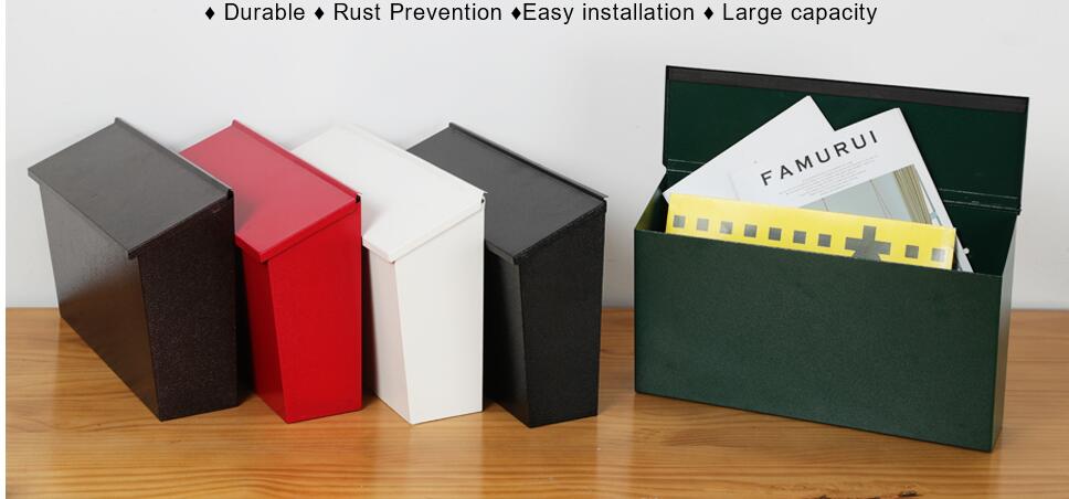 Professional Medium Capacity Heavy Duty Steel Black Wall Mount Mailbox 0.8mm Thick