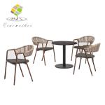 Aluminum Tube Frame Garden Outdoor Stackable Arm Chair Weather Resistant Rattan