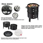 Black Stainless Steel Sokeless Charcoal Barbecue Grill 44*53*80cm Vertical 3 in