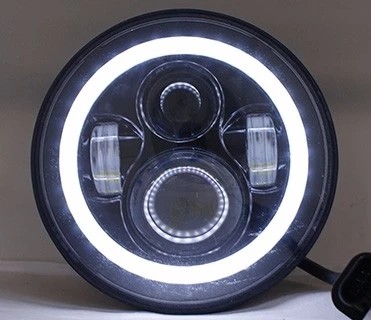 70W Motorcycle Angel Eyes Headlamp LED Headlight With High/Low Beam for Jeep Wrangler