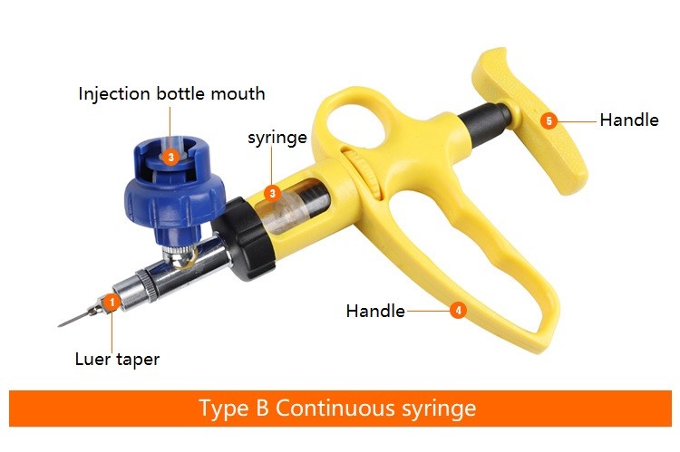 Continuous injection 5ml Automatic Syringe For Cattle Sheep Goat