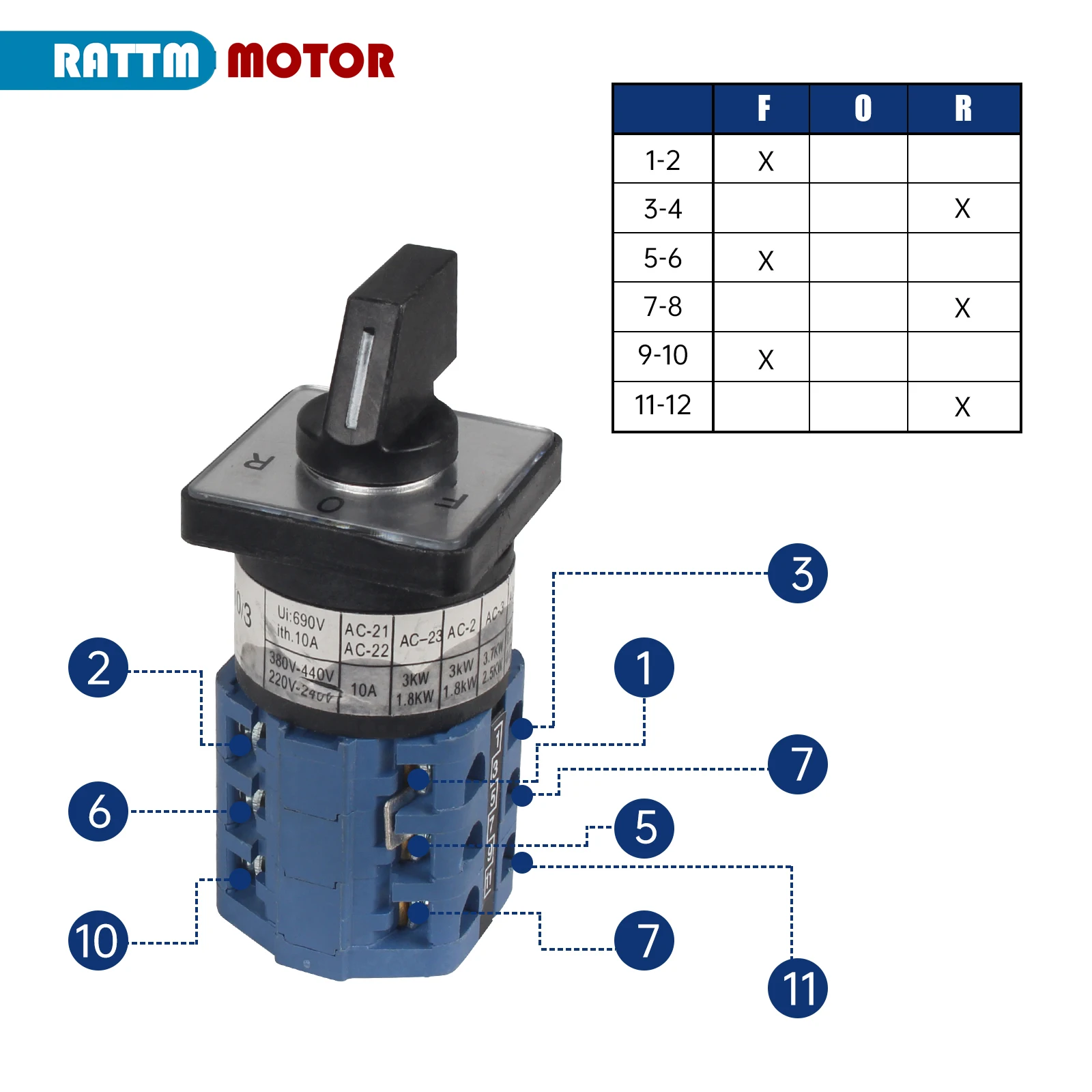 Mini Lathe Accessories Motor Forward Off Reverse Switching Rotary Cam Switches