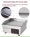 Stainless Steel Flat Bottom Table Electric Griddles for Kitchen Restaurant
