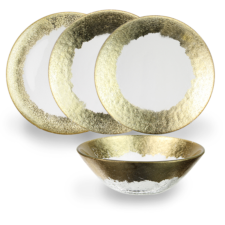 Custom made Glass Charger Bowl with Electroplating and Spraying Color