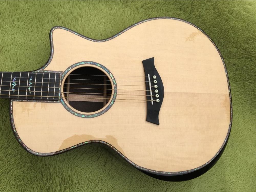 Cutaway 814s acoustic guitar,Solid spruce top,Ebony fingerboard,Real Abalone inlays and binding body cut