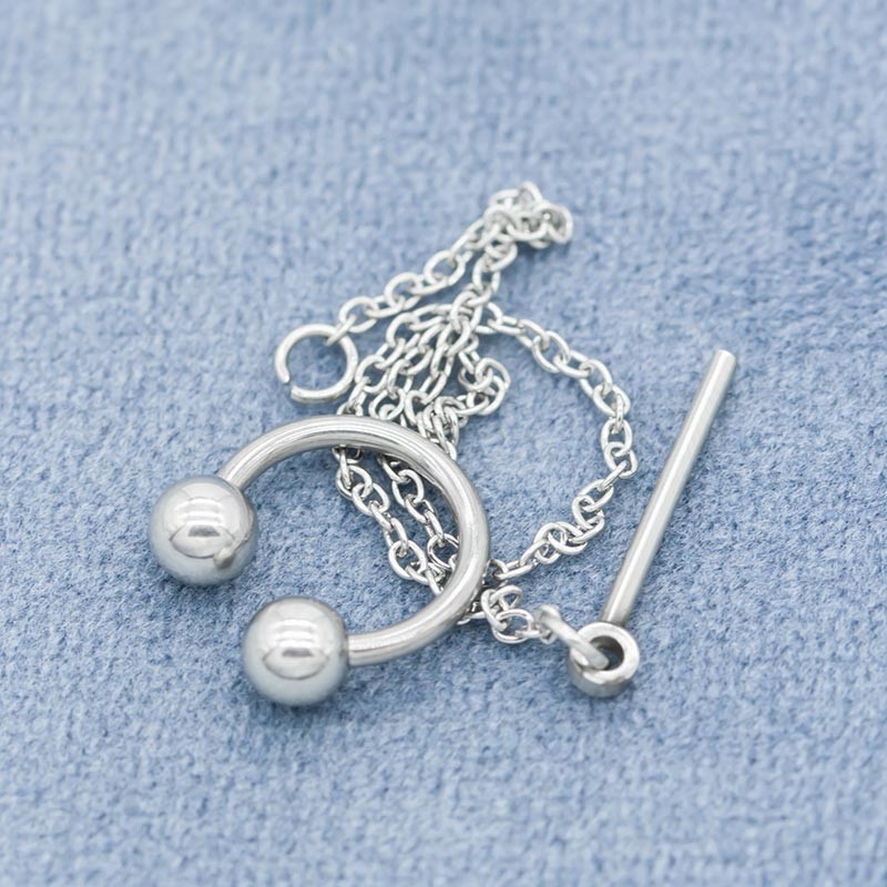 16G Silver Chain Ear Piercing Jewellery Surgical Steel Cartilage Cuff Earrings