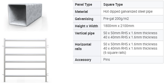 Galvanized Pipe Fence 1.8x2.1m Welded Wire Horse Panels