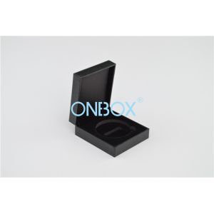 Black Coin Display Box Leatherette Paper Exterior And Flocking EVA Coin Slot