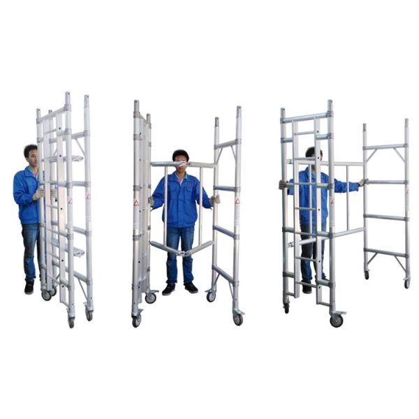 Silver Aluminium Scaffold Tower Customized Mobile Foldable Scaffolding Tower