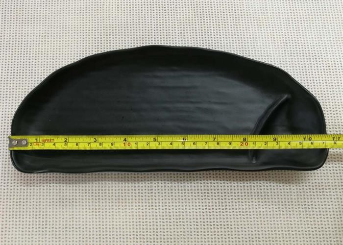 Half-moon Black Melamine Plate Imitation Porcelain Dinnerware Sets Length 27cm