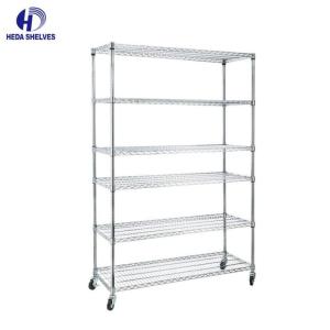 Wholesale Rack Black Metal Wire Shelving 5 Shelf Wire Rack With Wheels 12 X 30 48x18x72 from china suppliers