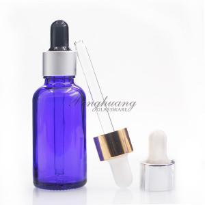 Wholesale Cylindrical 30ml Blue Oil Dropper Glass Bottle With Gold Dropper from china suppliers
