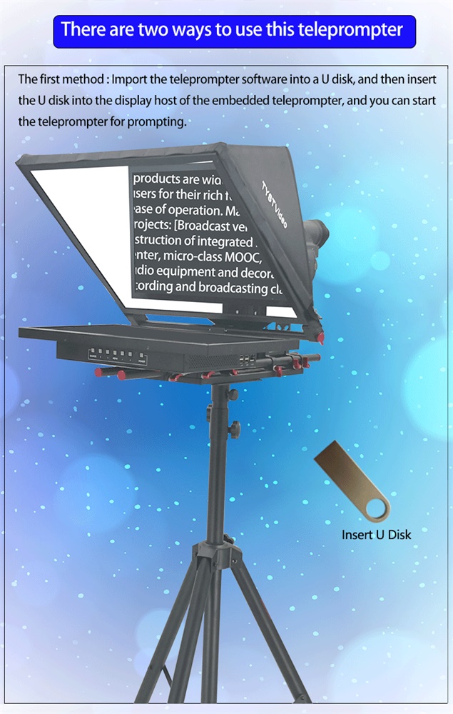 Word and Picture Compatible 24 Inch Single Screen Teleprompter for Studio Presentation