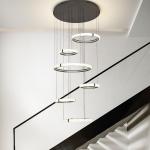 Nordic Indoor Villa Big Lighting Chandelier Modern Creative Ring Hollow Rotating