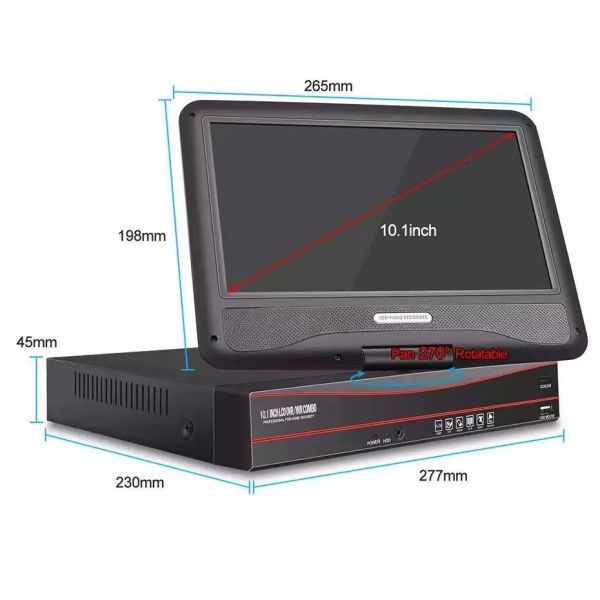 IP66 2.0MP 4chs CCTV IP POE Nvr With 10.1" Monitor