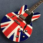 Hollow body Jazz electric guitar, British flag Rosewood Fingerboard electric