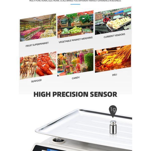 30kg/40kg Digital Electronic Scale for Weight Measuring in Supermarkets 1g Division and High Accuracy Battery Powered