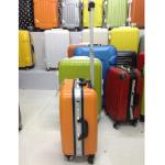 Orange Aluminum Suitcase Luggage , 4 Rolling Wheel Light Travel Luggage Set