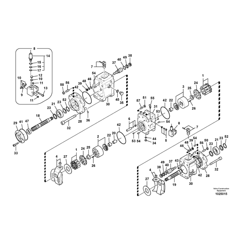 14531300 Excavator Hydraulic Pump Spare Parts K3V112DT-1XER-9N24