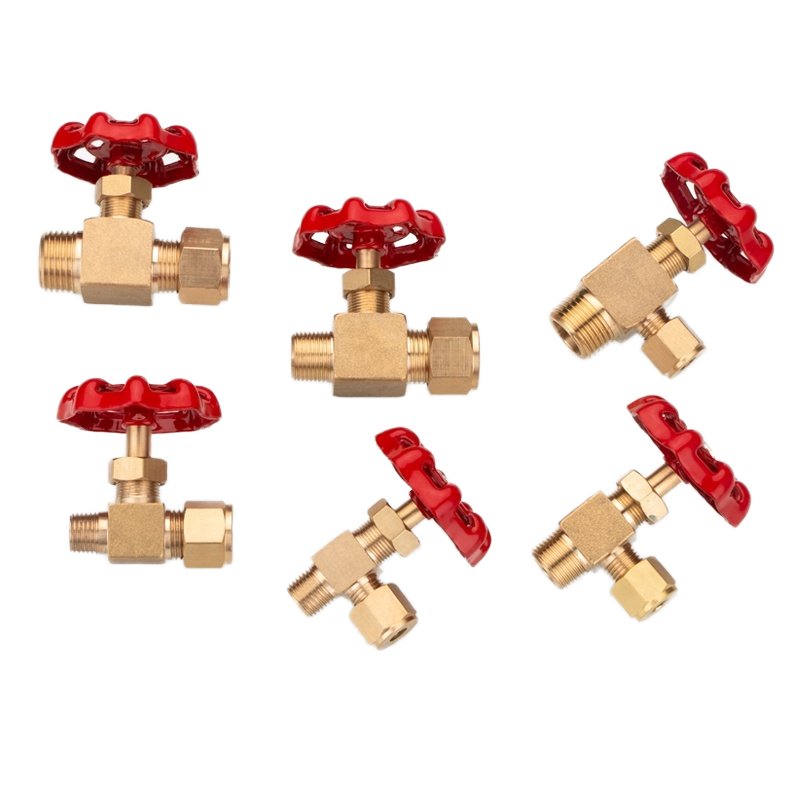 Brass Compression Type Angle Needle Valve BSP NPT Male Thread High Pressure Needle Regulating Valve for Instrument Tubing