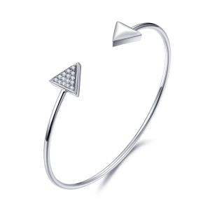 Wholesale 1.5mm Round CZ Handmade Sterling Silver Bangle Bracelets 5.40g from china suppliers