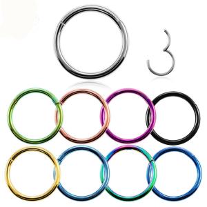 Wholesale Titanium Hinged Segment Nose Ring 16g&amp;14g Nipple Clicker Ear Cartilage Tragus Helix Lip Piercing Unisex Fashion Jewelry from china suppliers
