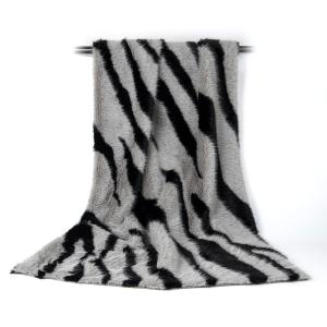 Wholesale Long Pile Faux Fur Fabric for Winter Season Strip Printed Design 150D Yarn Count from china suppliers