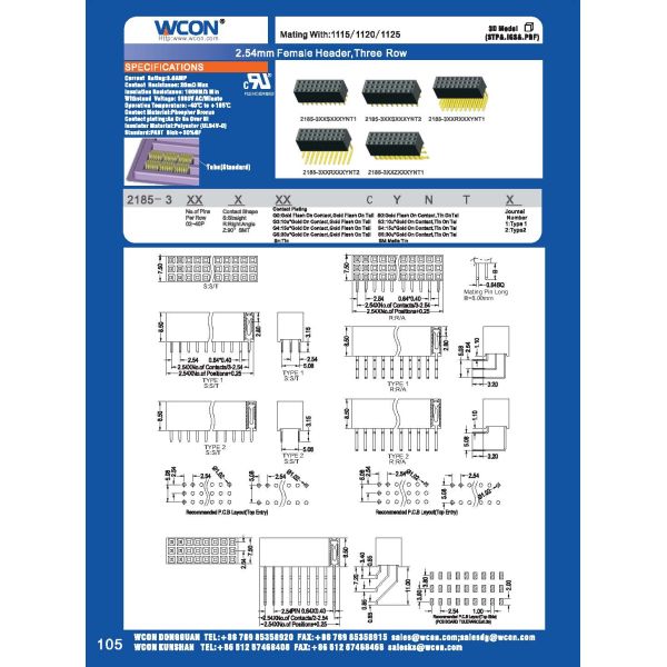 90 Degree Bending Insert Type Female Header Connector 2.54 Pitch 3.0AMP