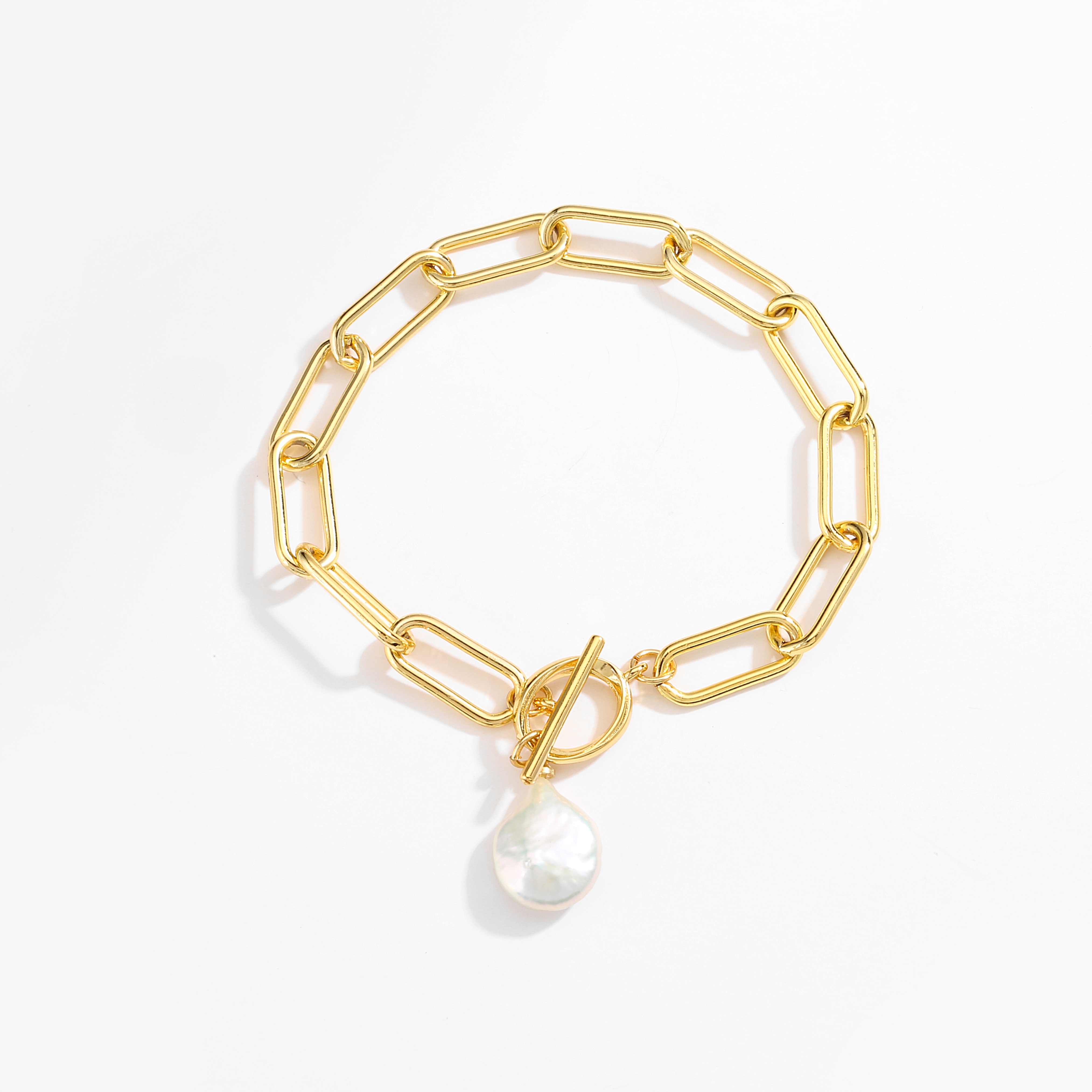 Simplicity Charm 24k Gold Jewelry OEM Link Paperclip Chain Bracelet
