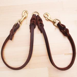 Wholesale Pet Cow Leather Collar Leash Harness Set Traction Rope Double Ended Dog Lead 50CM from china suppliers