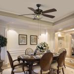 Hotel Villa Apartment Craft 4100K 1320mm Ceiling Fan Crystal Ceiling Fan With