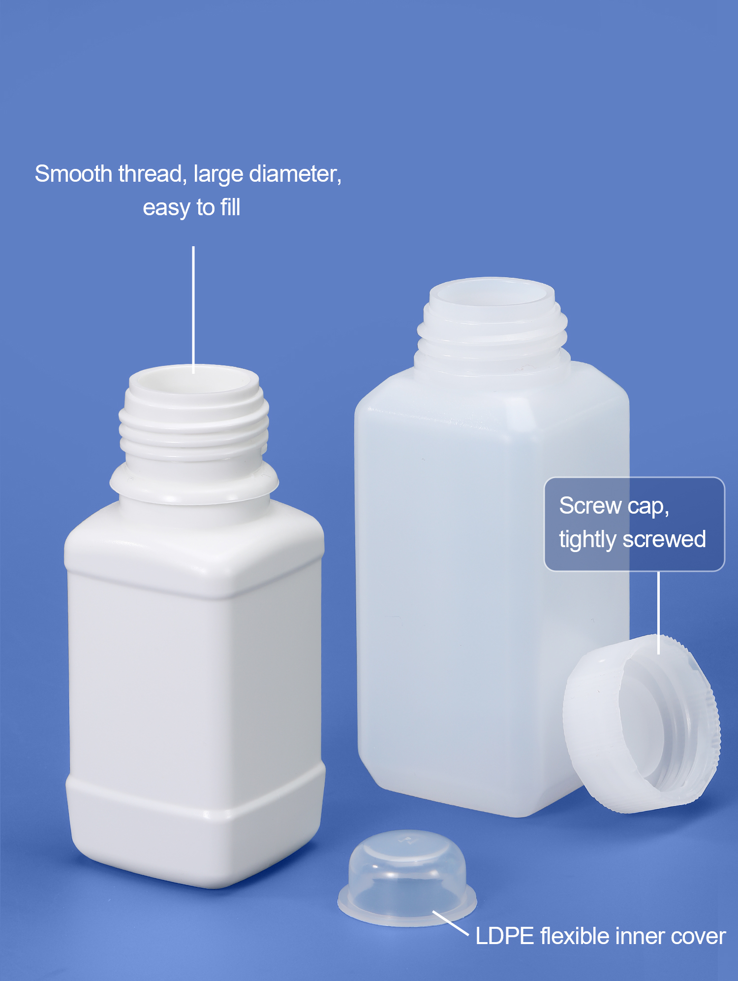 HDPE Translucent Plastic Chemical Reagent Bottle Laboratory Plastic Containers 1L
