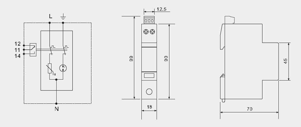 Low - Voltage Single Phase Spd Surge Protection Device Uoc 10kV DIN Rail Surge Arrester