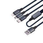Flexible 3 In 1 Braided Charging Cable Customized Length Strong Connection
