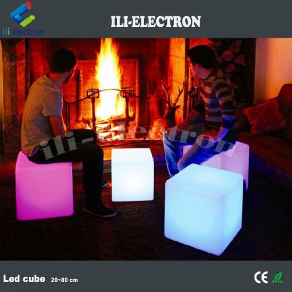 plastic glowing cube stool led cube chair for event rental