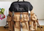 Saffiano Leather Apricot Luxury Brand Backpack With Multiple Pockets