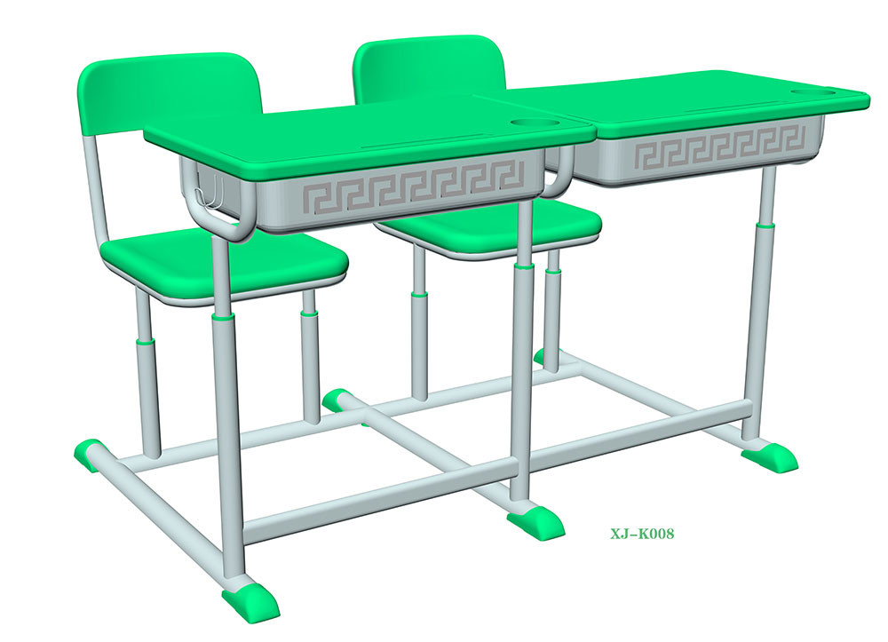 Mint Green Student Desk And Chair Set HDPE Iron Adjustable School Furniture