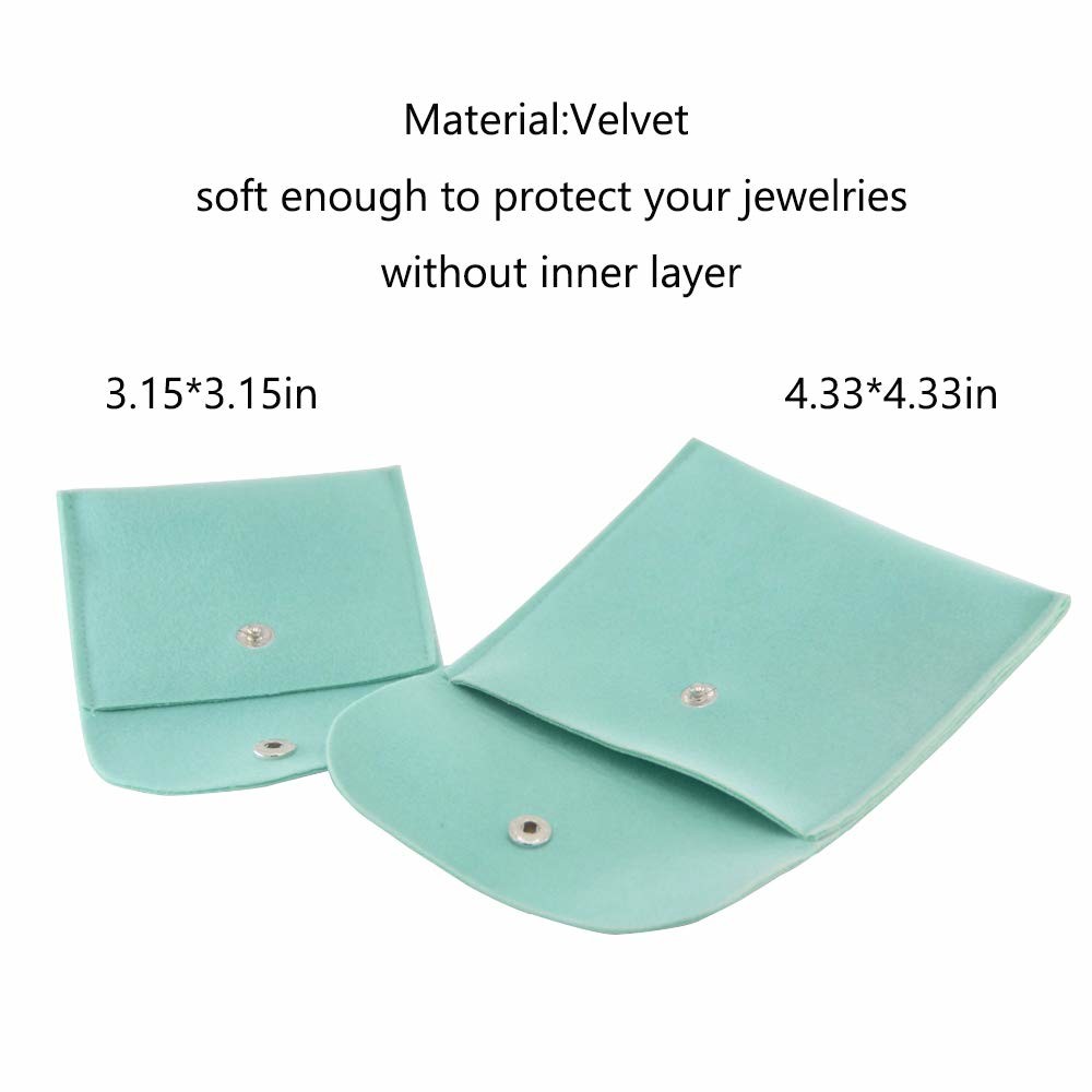 Snap Button Double sided 8*8cm Velvet Jewelry Pouch