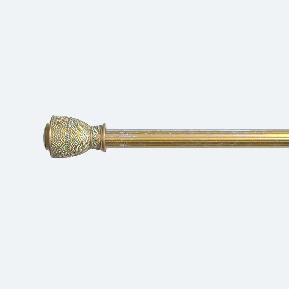 Single Bracket Pipe Curtain Rods With 6M Gold White Resin Curtain Finials