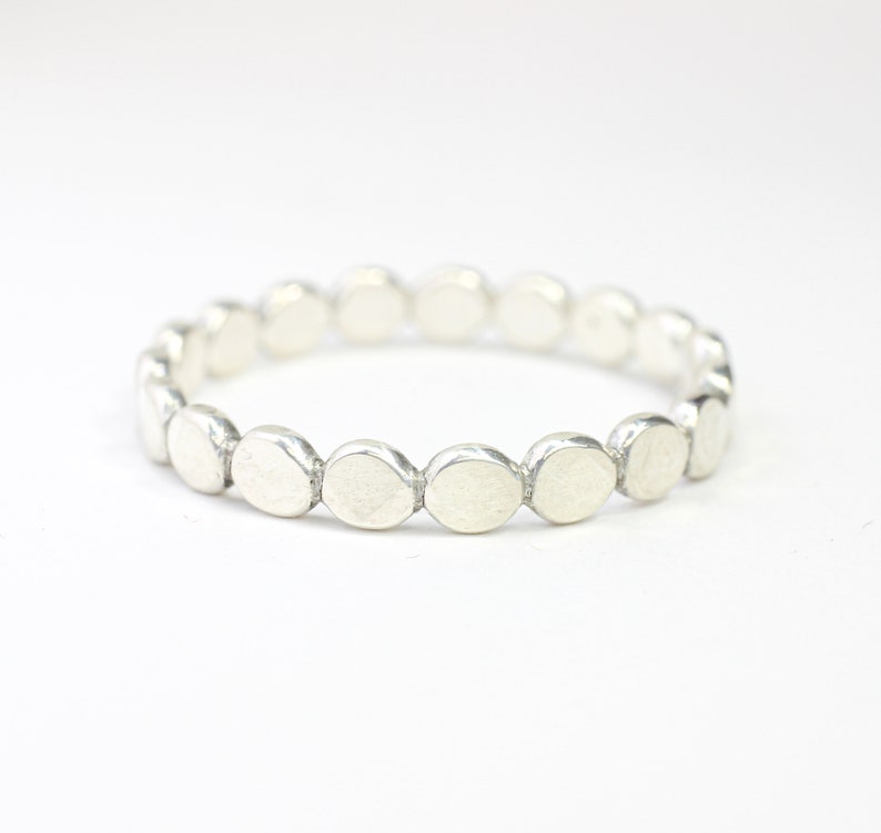 Stacking Dot Beaded 925 Sterling Silver Ring Customized Shape 925 Silver Ring