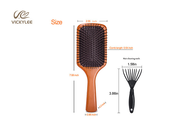 Oval Shape Wooden Handle 3 Inch Paddle Brush For Curly Hair