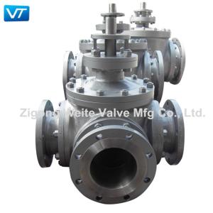 Wholesale API 598 Carbon Steel Flanged Ball Valve Four Way Bare Stem Ball Valve from china suppliers
