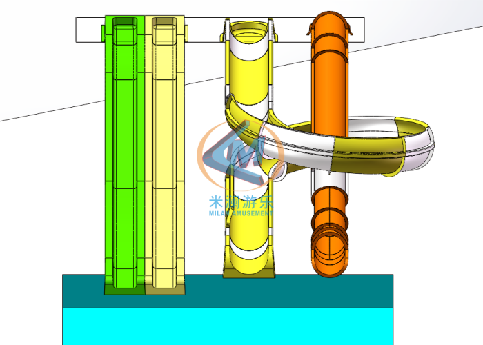 FRP Material Childrens Water Slide 2.0m Height For Indoor Outdoor Use
