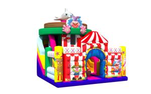 Wholesale Colourful Inflatable Circus Clown Dolphin PVC Dry Slide With Safety Fence Around from china suppliers