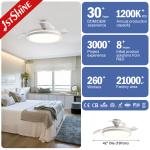 Flush Mounted 42" Retractable Ceiling Fan Light DC Motor 6 Speed Remote Control