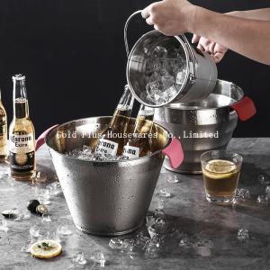 Wholesale Wholesale custom silver stainless steel wine champagne beer ice bucket for bar 616g cheap steel ice bucket from china suppliers