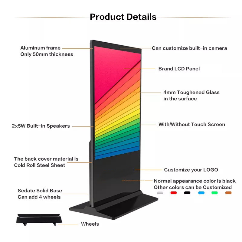New Elegant Floor Standing Digital Signage Display Wifi 55 Inch Indoor Advertising